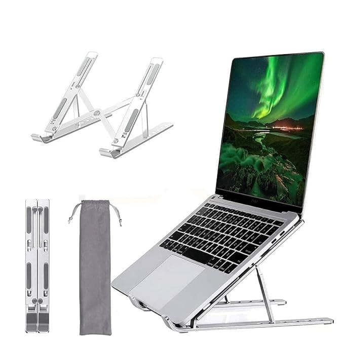 Dyazo foldable adjustable aluminum laptop stand with carry pouch