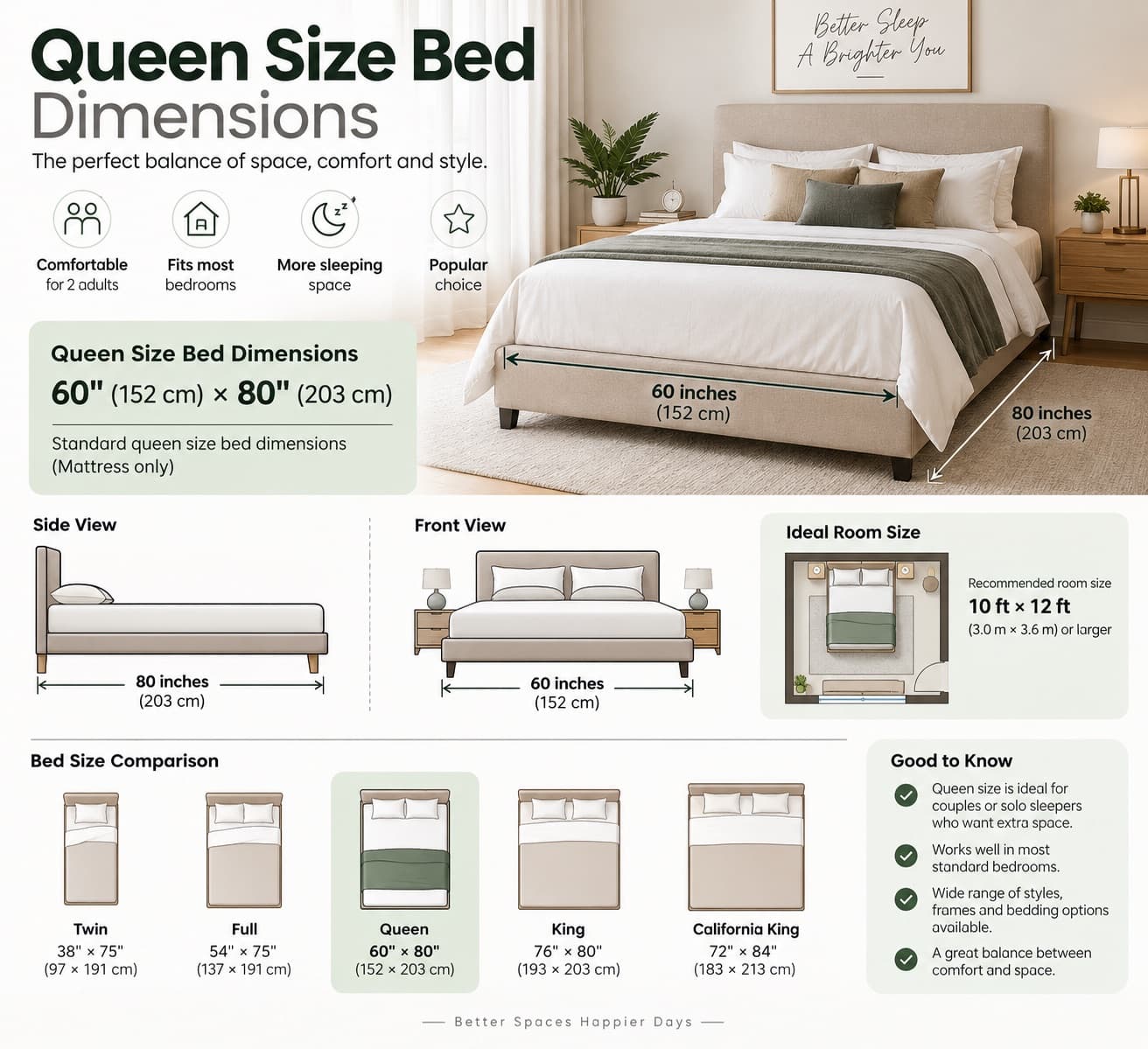 Queen Size Bed Dimensions: Complete Size Guide in Feet & Inches